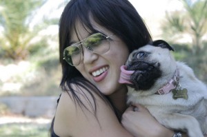 pug licking